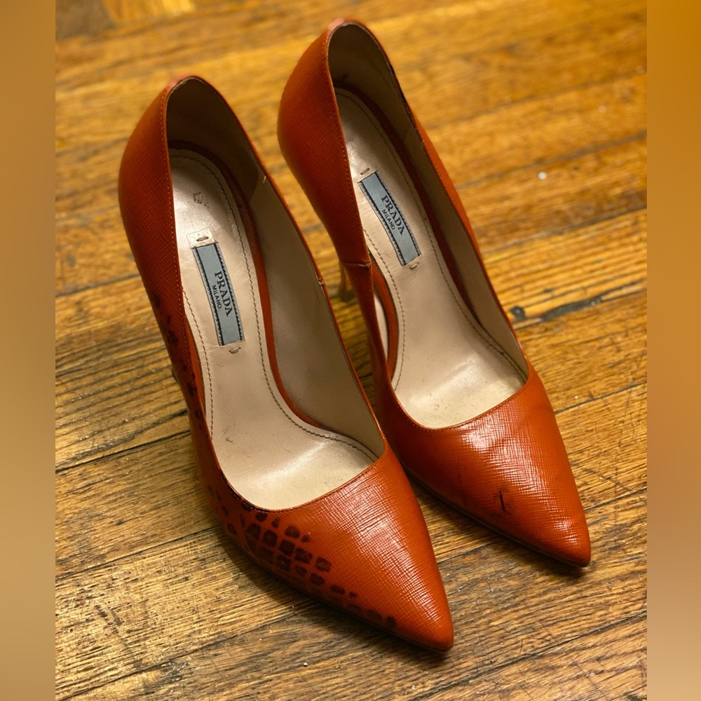 Prada Terracotta Pointed Heels
